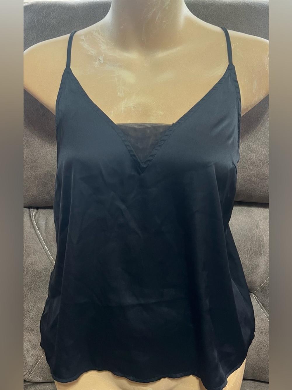Stars Above Black Satin Tank Top, Size XS, EUC